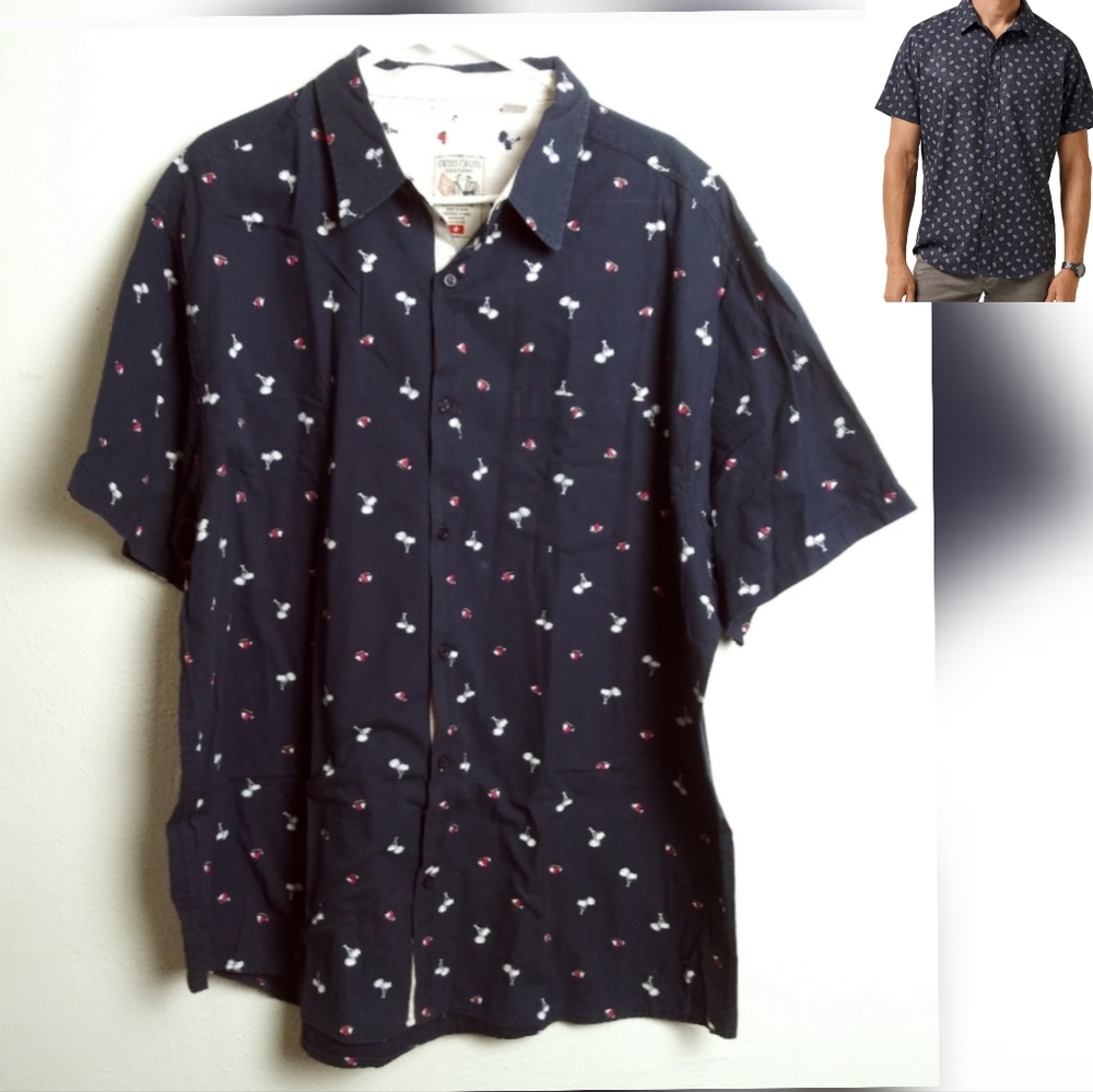 Swiss Cross Collar Shirt Men's Size 3X Navy Shirt Button Down  Loungewear